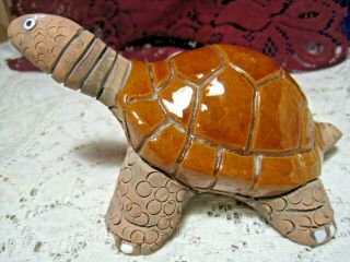 Vintage Casals Peru Hand Made Pottery Clay Turtle Figurine