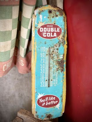 Rare Vintage Double Cola Thermometer Sign Tin Metal 17 " X 5 " Antique