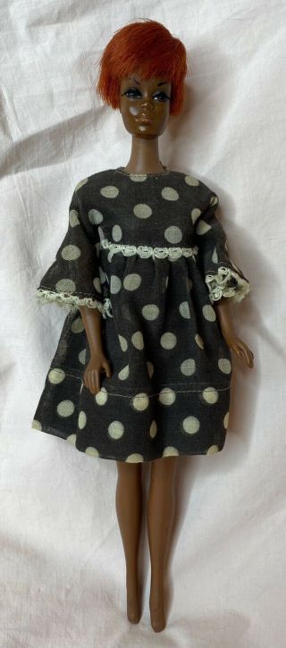 Vintage 1969 - 70 Tnt Julia Aa Black Barbie Doll W/ Dress