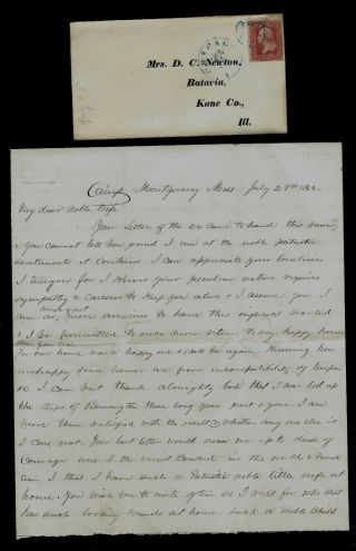 Civil War Letter - 52nd Illinois Infantry - Great Content Montgomery Mississippi