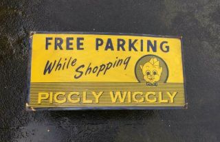 Porcelain Piggly Wiggly Parking Enamel Sign 12 " X 24 " Inches