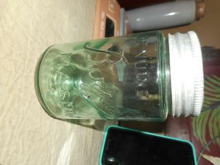 Vintage Pint Light Green Boyds Mason Jar W Zinc Lid/presto Glass Top/ 3