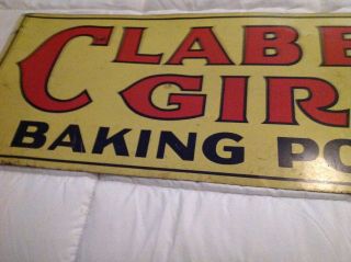 1950s Clabber Girl Baking Powder Double Sided Metal Sign 33 1/2” x 11 ¾” 3