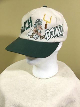 Vtg Michigan State Spartans Snapback Hat Touchdown Embroidered Sparty Made Usa