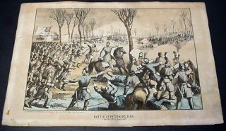 Civil War Battle Of Shiloh Gibson & Co.  Lithograph Grant,  Sherman