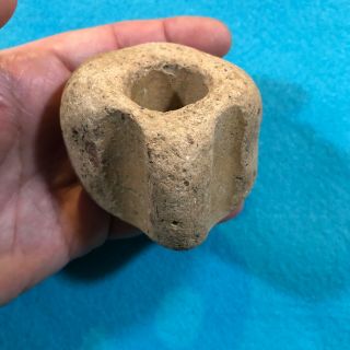 Unique Authentic Pottery Artifact With Central Hole And Two Side Grooves,  Sw Us