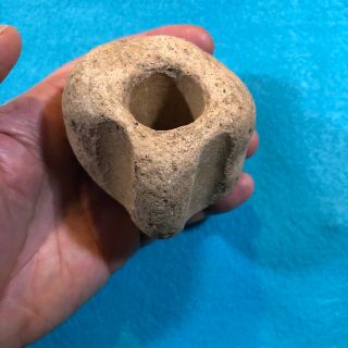 Unique authentic pottery artifact with central hole and two side grooves,  SW US 3
