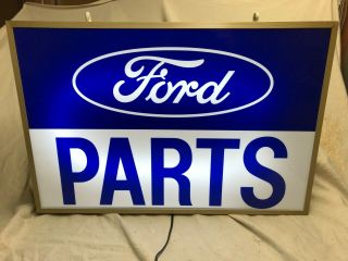Large Lighted Ford Parts Dealer Clock Sign Mustang Torino Ford Truck Parts