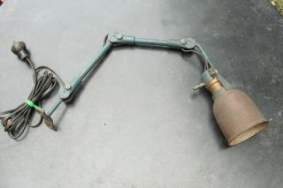 Vintage Industrial Machinist Swing Arm Wall Lamp Bryant Blue