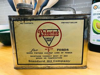 Early Vintage Standard Polarine 1/2 Gallon Motor Oil Can