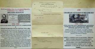 Mexican/indian/civil War Navy Lt Commander Blockade Captain Document Signed Vf