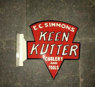 Porcelain Keen Kutter Enamel Sign 13 " X 13 " Inches Double Sided Flange