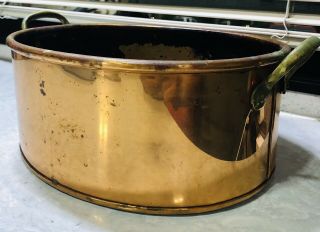 Vintage Copper Oval Tub Craftsman Hand Made In England With Brass Handles 10”x8”