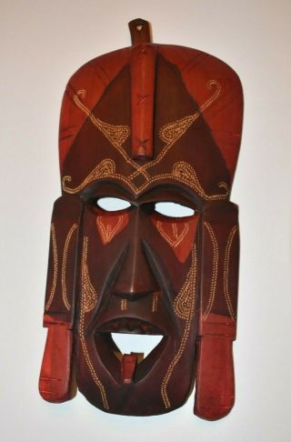 Hand Carved And Painted Wooden African Mask