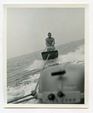 30 Vintage Photo Swimsuit Water Skiing Man P.  O.  V.  Snapshot Gay