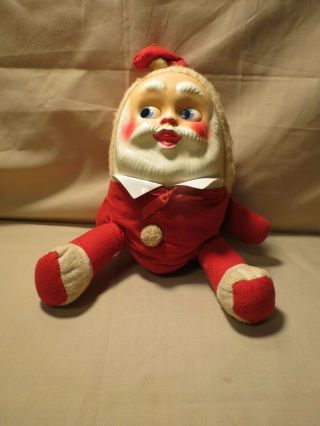 Vintage Stuffed Santa Claus Humpty Dumpty With Plastic Face