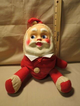 Vintage Stuffed Santa Claus Humpty Dumpty with plastic face 3