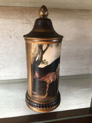 Vintage Comoy ' s of London 13” tall Humidor Canister Tobacco Jar Featuring HORSES 2