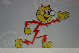 Reddy Kilowatt Power Light " Running " Sign Electrician Gift Heavy Duty Die Cut