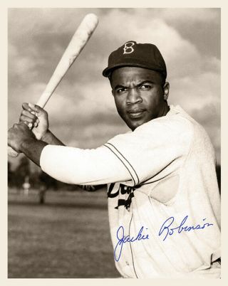 Jackie Robinson Brooklyn Dodgers Historic Autographed Photo Rp 8x10