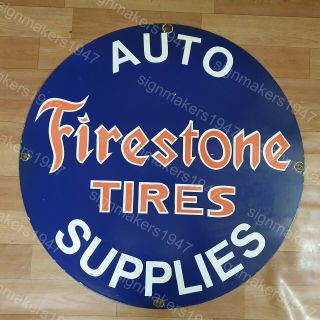 Firestone Tires Porcelain Enamel Sign 30 Inches Round