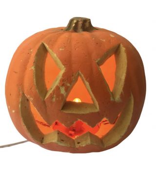 Vintage Gemmy Halloween Jack O Lantern Pumpkin Light Up Foam Blow Mold 9 "