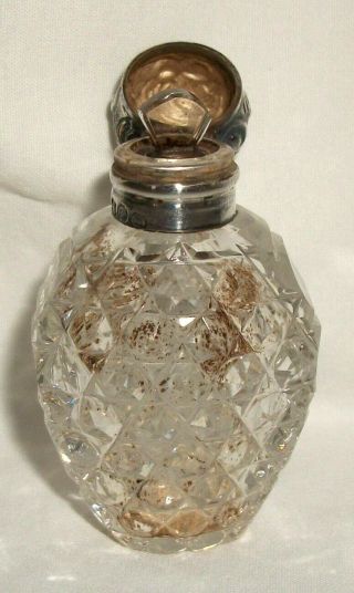 Antique Glass Perfume Bottle With Sterling Silver Top Charles May CM Vintage 2
