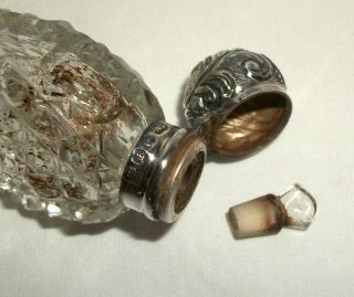 Antique Glass Perfume Bottle With Sterling Silver Top Charles May CM Vintage 3