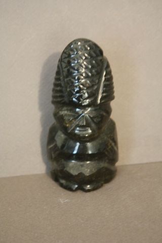 Vintage Black Obsidian Mexican Aztec Mayan Tribal Folk Idol Figurine