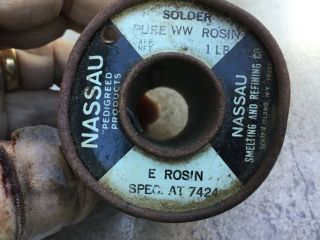 Small Spool Vintage Western Electric Nassau Smelting Rosin Core Solder 1960s 2