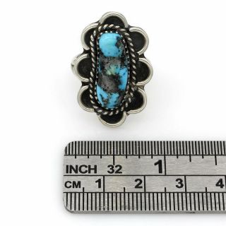 Vintage Navajo Handmade 925 Sterling Silver Turquoise Ring Size - 7.  25 3