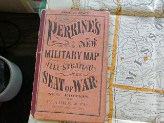 1862 Perrine ' s Civil War military fold out pocket map 2