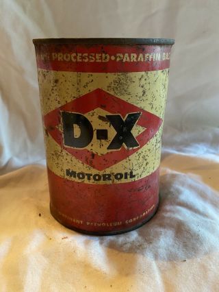 Vintage Dx D - X Sunray Oil Company Motor Oil One Quart Can Pricer 35 Cent Rare