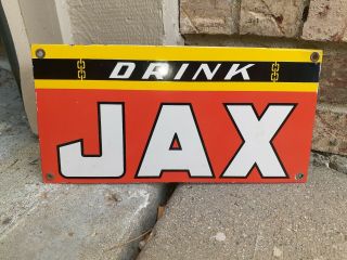 Vintage Drink Jax Beer Advertising Sign Porcelain Beverage Gas Station Sign