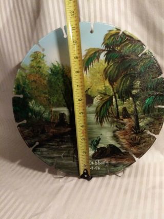 Vintage ' 96 Hand Painted Saw Blade 11 3/4” Florida Palm Bass Nature Water Scene 2