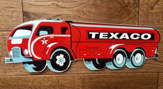 " Texaco Tanker Truck " Heavy Porcelain Sign,  (16 " X 6)