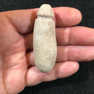 Very Fine Authentic 2 - 1/2 " Grooved Stone Plummet,  Found In Ky