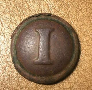 Civil War Confederate Infantry Military Button Cast " I " Detail