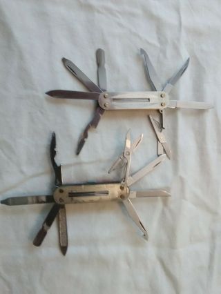 2 Victorinox Swiss Army Pocket Keychain Knives Small 8 Tool (missing Scales)