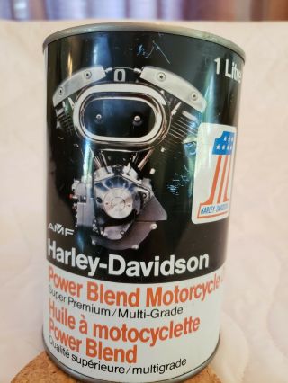Nos Vintage Amf Harley - Davidson Motorcycle Oil Great Graphics Full Quart 20 - 50