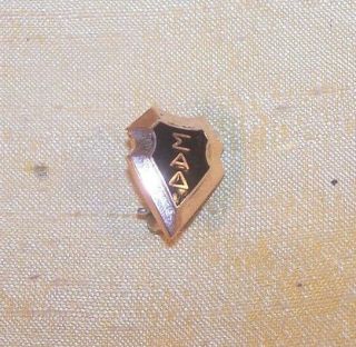 Vintage Sigma Alpha Delta Sorority / Fraternity 10k Gold Pin / Badge Old