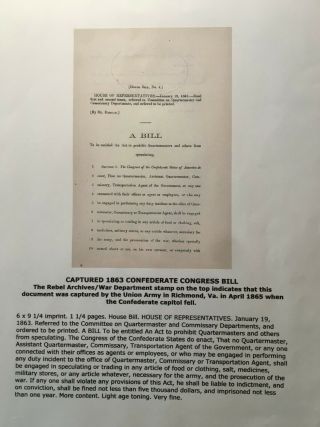 Civil War Confederate Document Captured By Union Army