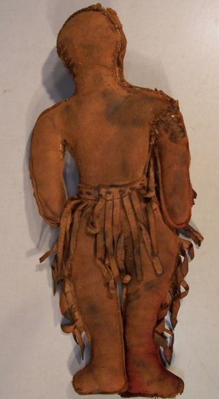 Wonderful and Rare Antique Leather Native American Doll,  10 inches tall 3
