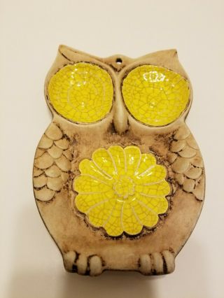 Vintage Ceramic Treasure Craft Owl Kitchen Utensils Rest/ Ashtray.  8 " X 5 "