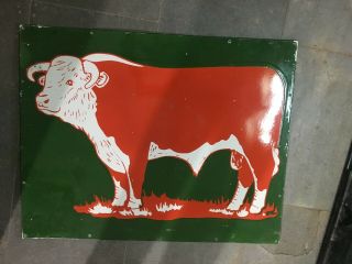 Porcelain Herford Bull Farm Enamel Sign 30 " X 30 " Inches Double Sided