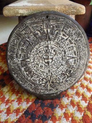 Old Primitive Vintage Or Antique Clay Pottery Mayan Maya Calendar Wall Hanging