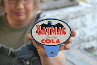 Batman Cola Soda Pop Comic Book Hero Gas Oil Porcelain Metal Sign