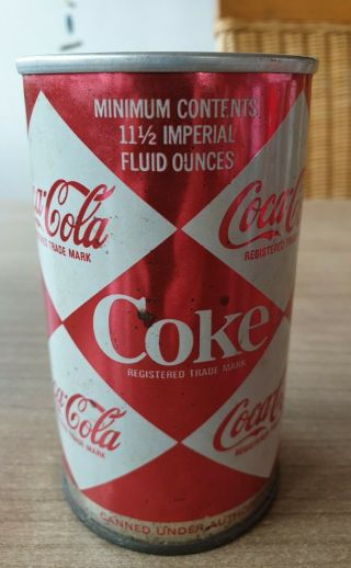 Coca Cola Can From England Uk.  Small Diamond Pull Top.  Version 2