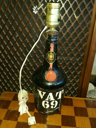 Vat 69 Scotch Whiskey Glass Bottle Lamp
