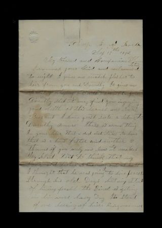 Civil War Letter - 3rd Missouri Cavalry - Rebel Prisoners At Camp In Rolla,  Mo